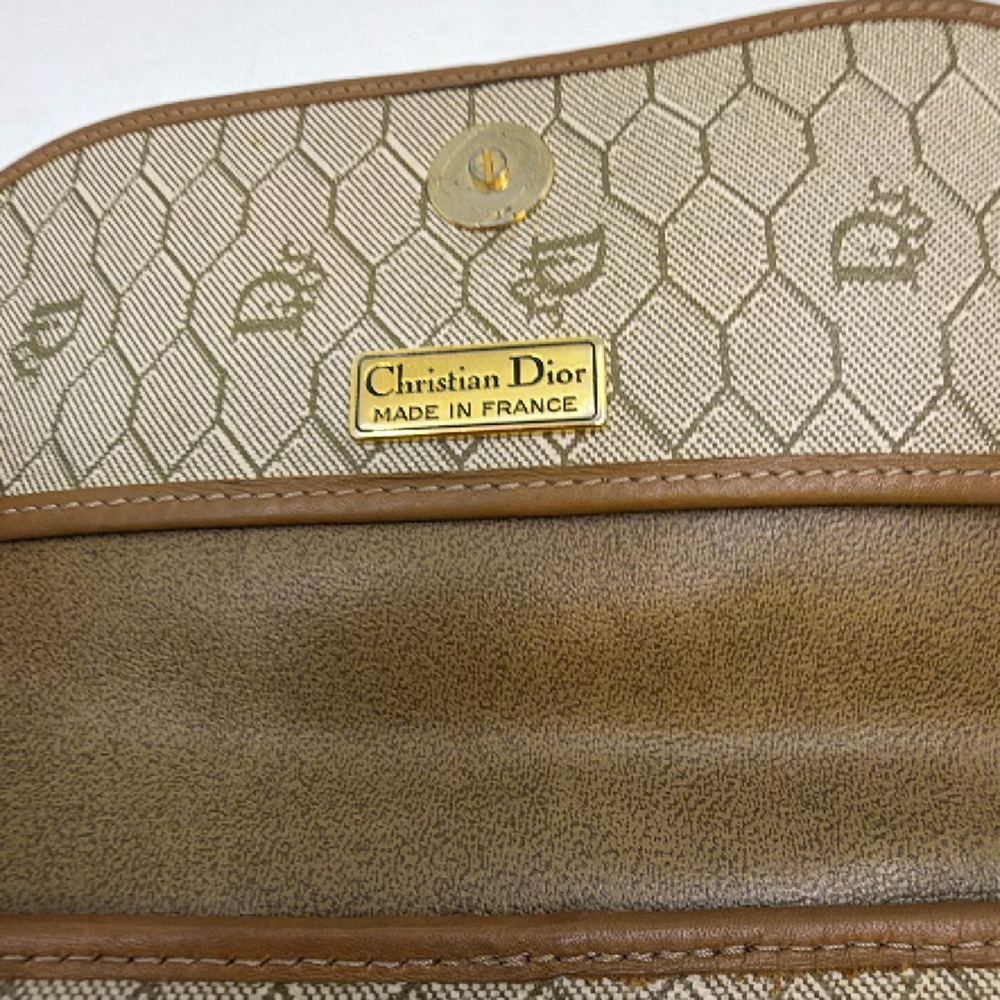 Dior Vintage Honeycomb Beige Canvas Crossbody Bag - Picture 6 of 8